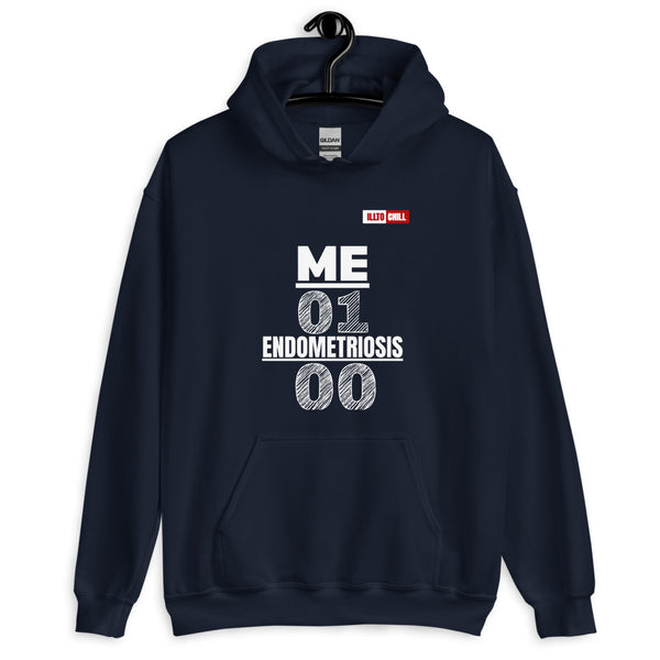 Navy Hoodie Front 2 - ILLTOCHILL Endometriosis warrior 'Me vs Endo' Endometriosis awareness gift Unisex Hoodie.