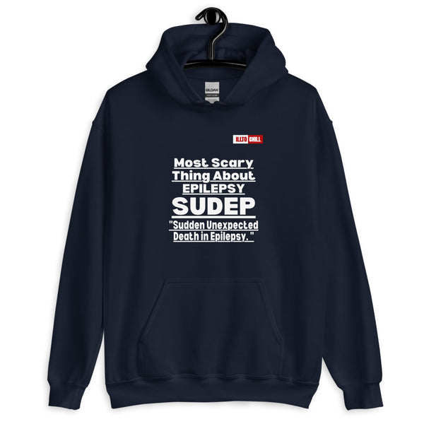 Navy Hoodie Front 2 - ILLTOCHILL Epilepsy awareness 'Most sacred thing SUDEP' epileptic seizures gift Unisex Hoodie.