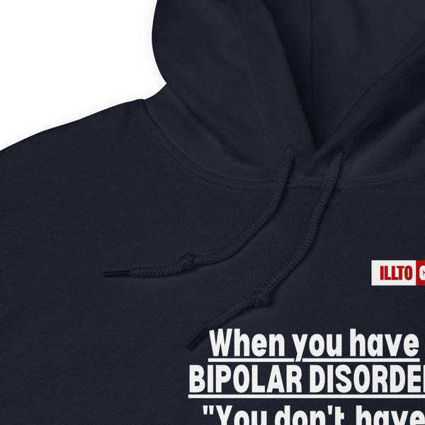 Navy Hoodie Detail 1 - ILLTOCHILL Bipolar disorder 'Mood Bungee Jumping' funny bipolar gift Unisex Hoodie
