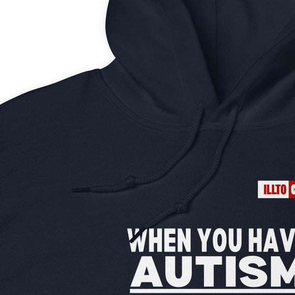 Navy Hoodie Detail 1 - ILLTOCHILL Autism awareness 'Ordinary activities take extraordinary efforts' autistic support gift Unisex Hoodie