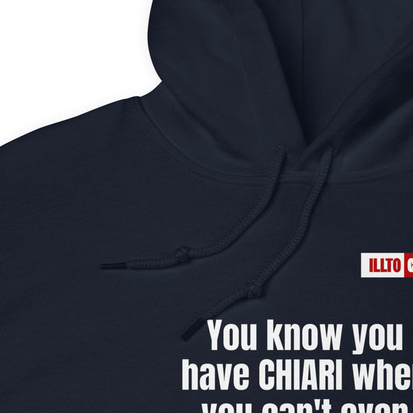 Navy Hoodie Detail 1 - ILLTOCHILL CM Chiari Malformation struggles quote gift Unisex Hoodie.