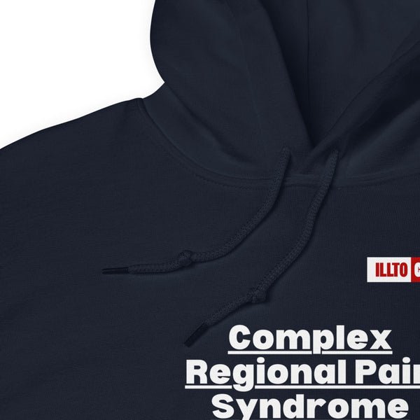 Navy Hoodie Detail 1 - ILLTOCHILL Complex regional pain syndrome Awareness 'Pain Make You Feel Alive' CRPS gift Unisex Hoodie.