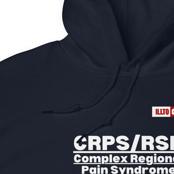 Navy Hoodie Detail 1 - ILLTOCHILL Complex Regional Pain Syndrome 'Last thing to think about' crps awareness Unisex Hoodie.