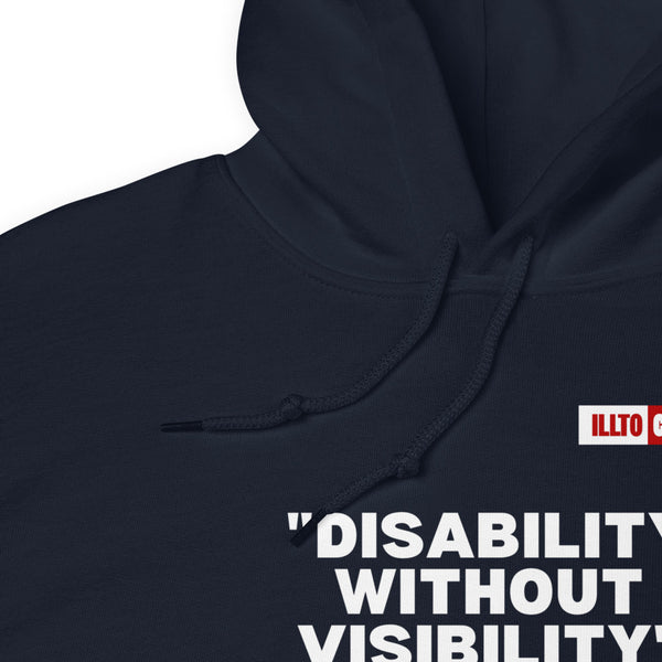 Navy Hoodie Detail 1 - ILLTOCHILL Fibromyalgia awareness 'Disability without visibility' fibro gift Unisex Hoodie.