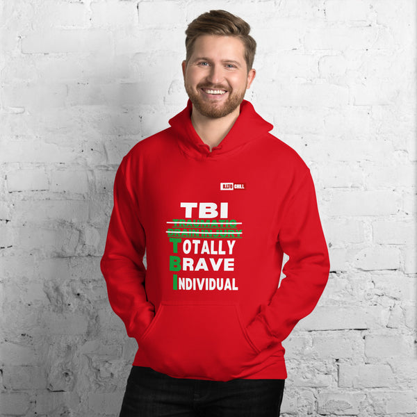Red Hoodie Front 3 - ILLTOCHILL Brain Injury awareness 'TBI Totally Brave Individual' TBI support gift Unisex Hoodie