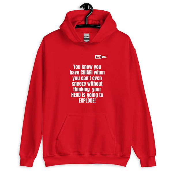 Red Hoodie Front 2 - ILLTOCHILL CM Chiari Malformation struggles quote gift Unisex Hoodie.