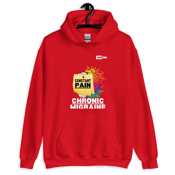 Red Hoodie Front 2 - ILLTOCHILL Chronic Migraine 'Constant Pain' migraine support gift Unisex Hoodie.