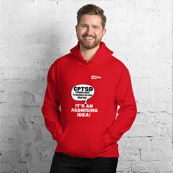 Red Hoodie Front 3 - ILLTOCHILL Complex post traumatic stress disorder awareness 'Agonizing idea' cptsd gift Unisex Hoodie.