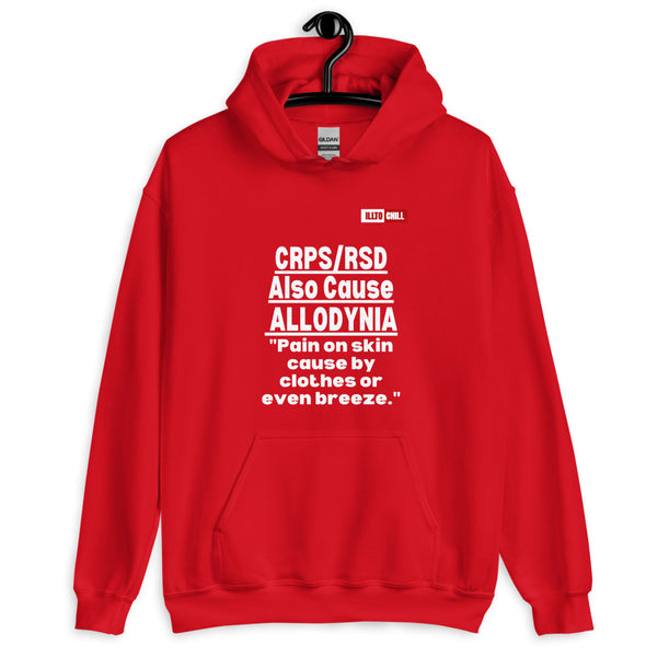 Red Hoodie Front 2 - ILLTOCHILL Complex regional pain syndrome awareness 'CRPS,RSD causes Allodynia' educational gift Unisex Hoodie.