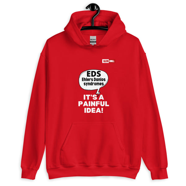 Red Hoodie Front 2 - ILLTOCHILL Ehlers-Danlos syndrome awareness 'It's a painful idea' eds support gift Unisex Hoodie.