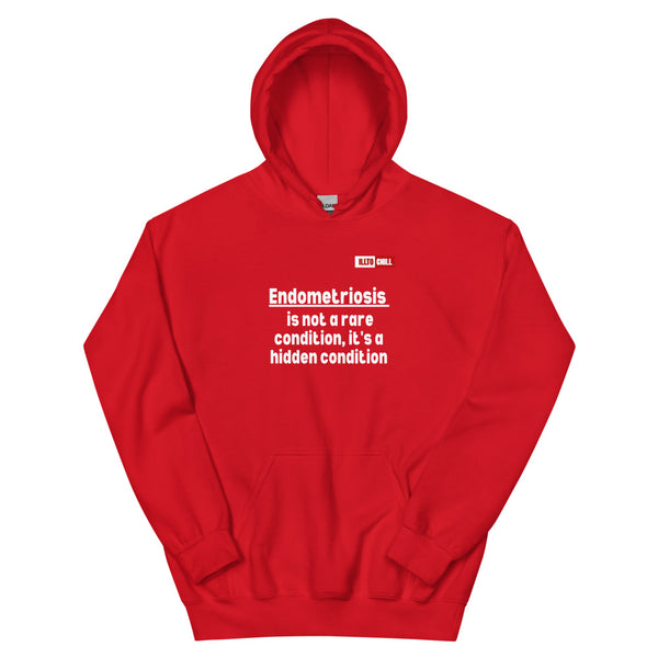 Red Hoodie Front 1 - ILLTOCHILL Endometriosis awareness educational quote endo gift Unisex Hoodie.