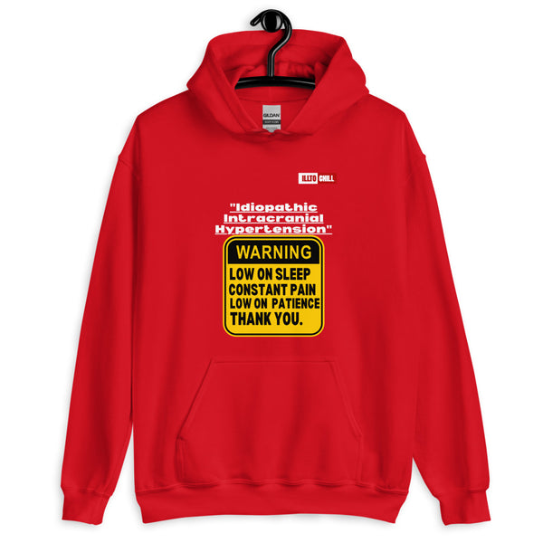 Red Hoodie Front 2 - ILLTOCHILL ILLTOCHILL Idiopathic intracranial hypertension awareness 'Warning sign' IIH gift Unisex Hoodie.