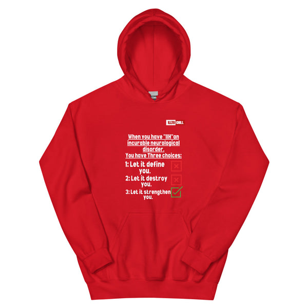 Red Hoodie Front 1 - ILLTOCHILL Idiopathic intracranial hypertension 'Neurological disorder' IIH fighter gift Unisex Hoodie.