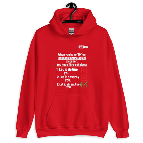 Red Hoodie Front 2 - ILLTOCHILL Idiopathic intracranial hypertension 'Neurological disorder' IIH fighter gift Unisex Hoodie.