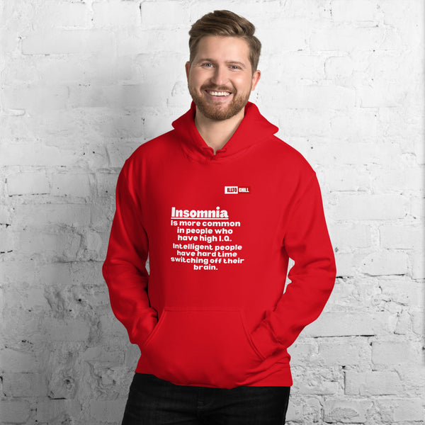 Red Hoodie Front 3 - ILLTOCHILL 'Insomnia is common in high IQ people' sarcastic insomnia awareness gift Unisex Hoodie.