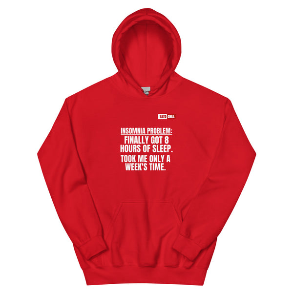 Red Hoodie Front 1 - ILLTOCHILL Insomnia Support '8 Hours Sleep' funny gift Unisex Hoodie.