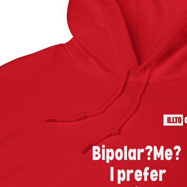 Red Hoodie Detail 1 - ILLTOCHILL Bipolar disorder awareness 'Predictably Unpredictable' Bipolar sarcastic gift Unisex Hoodie