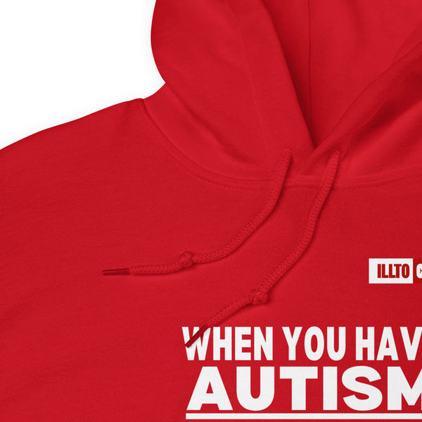 Red Hoodie Detail 1 - ILLTOCHILL Autism awareness 'Ordinary activities take extraordinary efforts' autistic support gift Unisex Hoodie