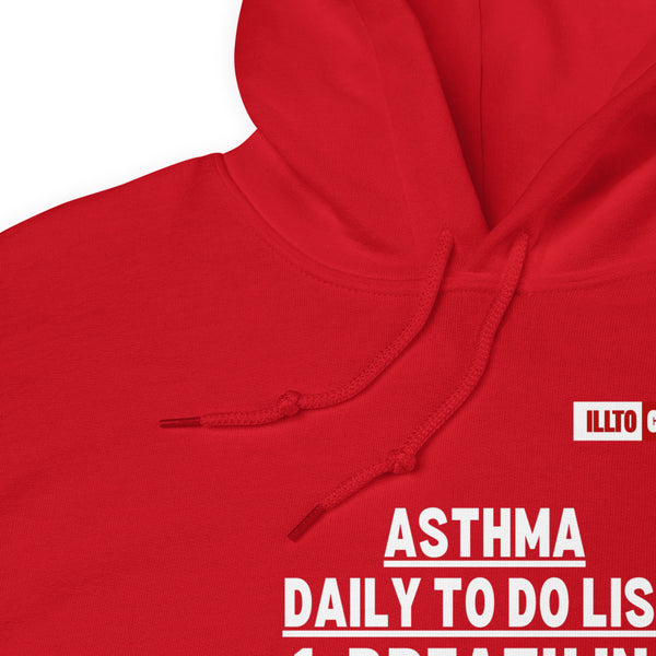 Red Hoodie Detail 1 - ILLTOCHILL Asthma awareness 'Daily To do List' funny gift Unisex Hoodie