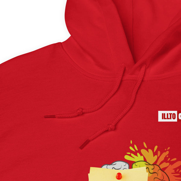 Red Hoodie Detail 1 - ILLTOCHILL Chronic Migraine 'Constant Pain' migraine support gift Unisex Hoodie.