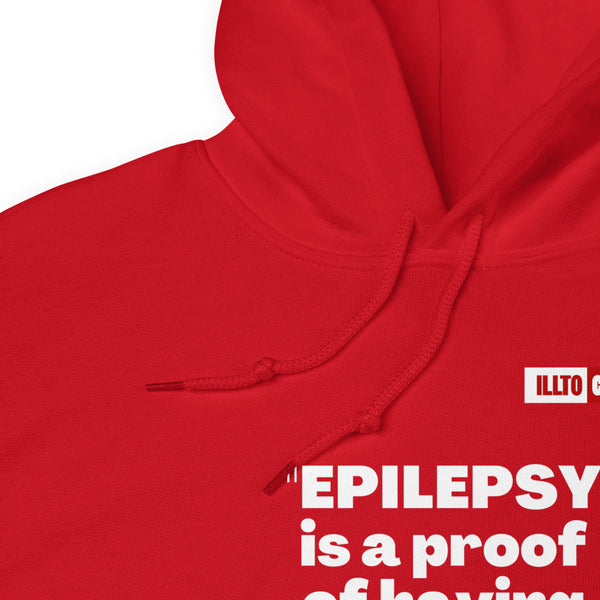 Red Hoodie Detail 1 - ILLTOCHILL 'Epilepsy is a proof of having a brain' sarcastic epilepsy awareness gift Unisex Hoodie.