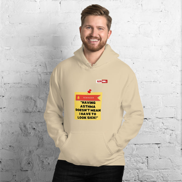 Sand Hoodie Front 3 - ILLTOCHILL Asthma Reminder quote, Asthma awareness Gift Unisex Hoodie