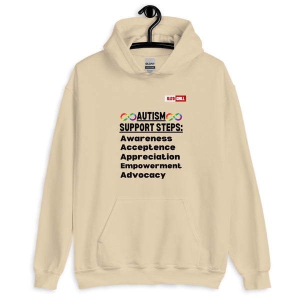 Sand Hoodie Front 2 - ILLTOCHILL Autism awareness gift 'Autism support steps' autistic Unisex Hoodie