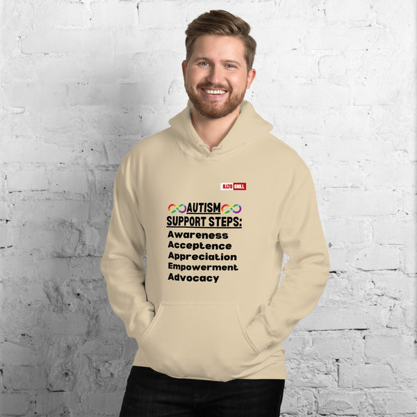 Sand Hoodie Front 3 - ILLTOCHILL Autism awareness gift 'Autism support steps' autistic Unisex Hoodie
