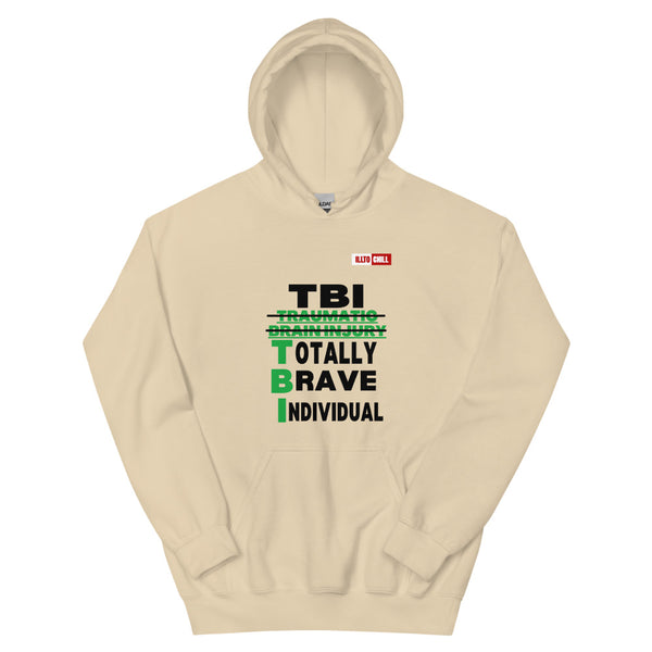 Sand Hoodie Front 1 - ILLTOCHILL Brain Injury awareness 'TBI Totally Brave Individual' TBI support gift Unisex Hoodie