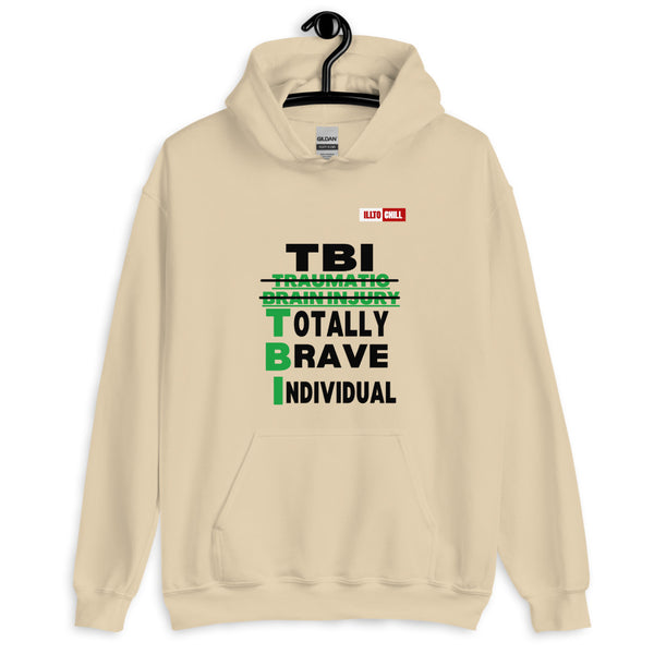 Sand Hoodie Front 2 - ILLTOCHILL Brain Injury awareness 'TBI Totally Brave Individual' TBI support gift Unisex Hoodie