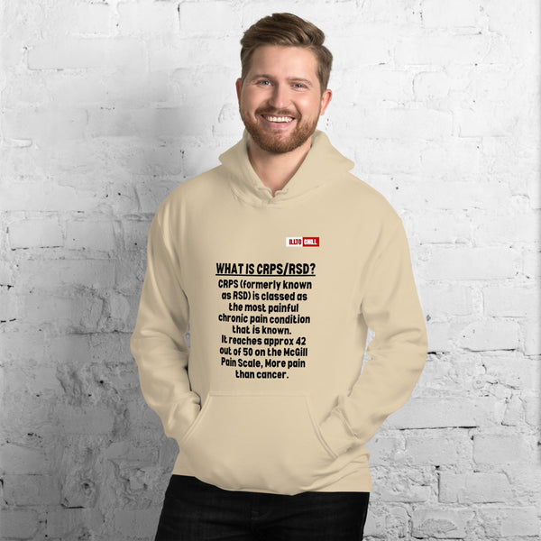 Sand Hoodie Front 3 - ILLTOCHILL Complex regional pain syndrome awareness 'What is CRPS,RSD' gift Unisex Hoodie.