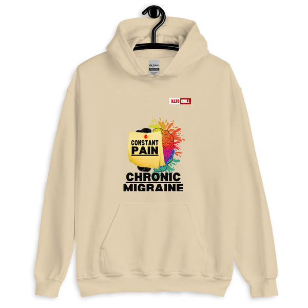 Sand Hoodie Front 2 - ILLTOCHILL Chronic Migraine 'Constant Pain' migraine support gift Unisex Hoodie.