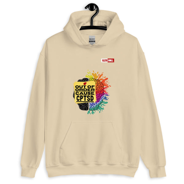 Sand Hoodie Front 2 - ILLTOCHILL CPTSD 'Out of order' Complex post traumatic stress disorder Awareness gift Unisex Hoodie.