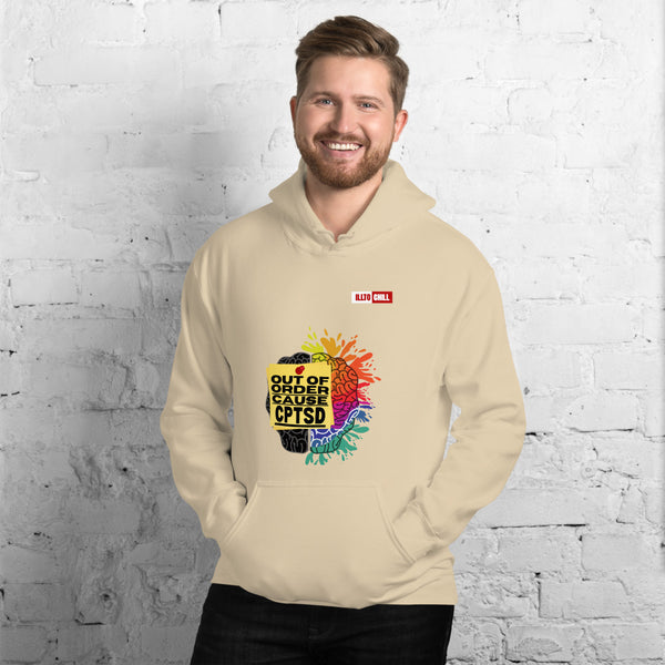 Sand Hoodie Front 3 - ILLTOCHILL CPTSD 'Out of order' Complex post traumatic stress disorder Awareness gift Unisex Hoodie.