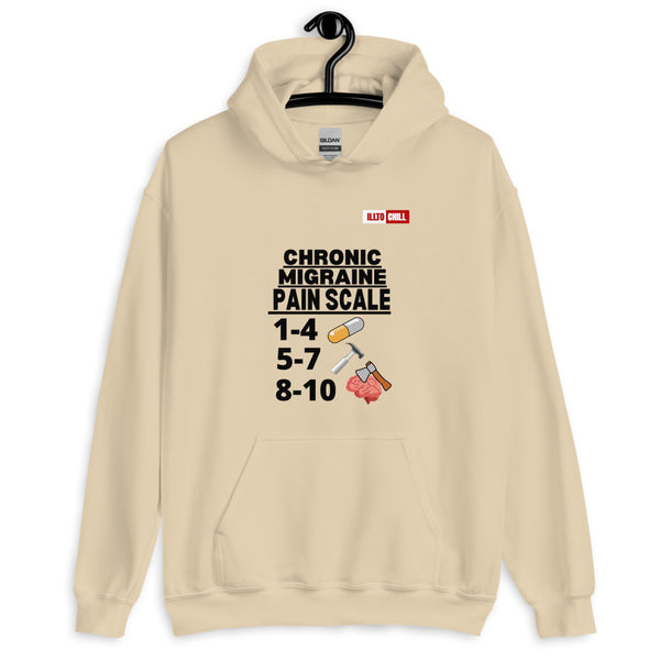Sand Hoodie Front 2 - ILLTOCHILL Chronic Migraine 'Pain scale' migraine awareness gift Unisex Hoodie.