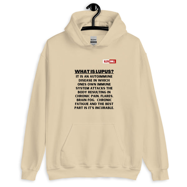 Sand Hoodie Front 2 - ILLTOCHILL Lupus autoimmune disease awareness 'What is lupus' gift Unisex Hoodie.