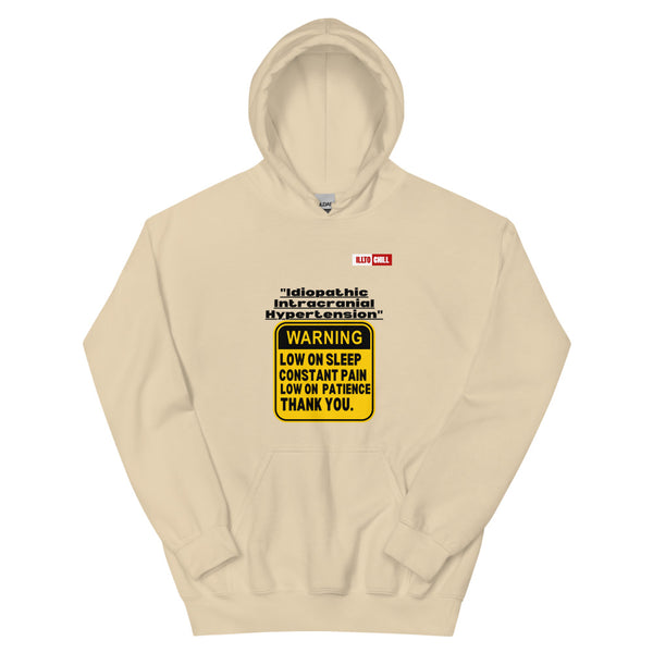 Sand Hoodie Front 1 - ILLTOCHILL ILLTOCHILL Idiopathic intracranial hypertension awareness 'Warning sign' IIH gift Unisex Hoodie.