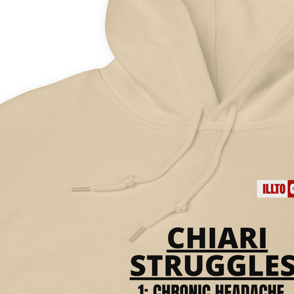 Sand Hoodie Detail 1 - ILLTOCHILL CM Chiari Malformation awareness, Chiari Struggles Infinite List gift Unisex Hoodie.