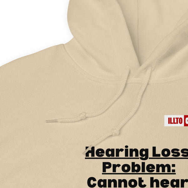 Sand Hoodie Detail 1 - ILLTOCHILL Hearing loss problems awareness hard of hearing support gift Unisex Hoodie.