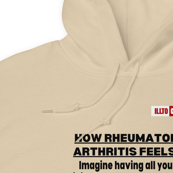 Sand Hoodie Detail 1 - ILLTOCHILL 'How Rheumatoid Arthritis Feels' RA Arthritis awareness gift Unisex Hoodie.