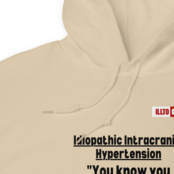 Sand Hoodie Detail 1 - ILLTOCHILL Idiopathic intracranial hypertension feels like 'Heart beating in skull' IIH awareness gift Unisex Hoodie.