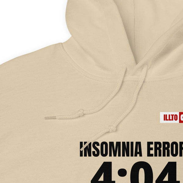 Sand Hoodie Detail 1 - ILLTOCHILL 'Insomnia Error 404 sleep not found' funny insomnia awareness gift Unisex Hoodie.