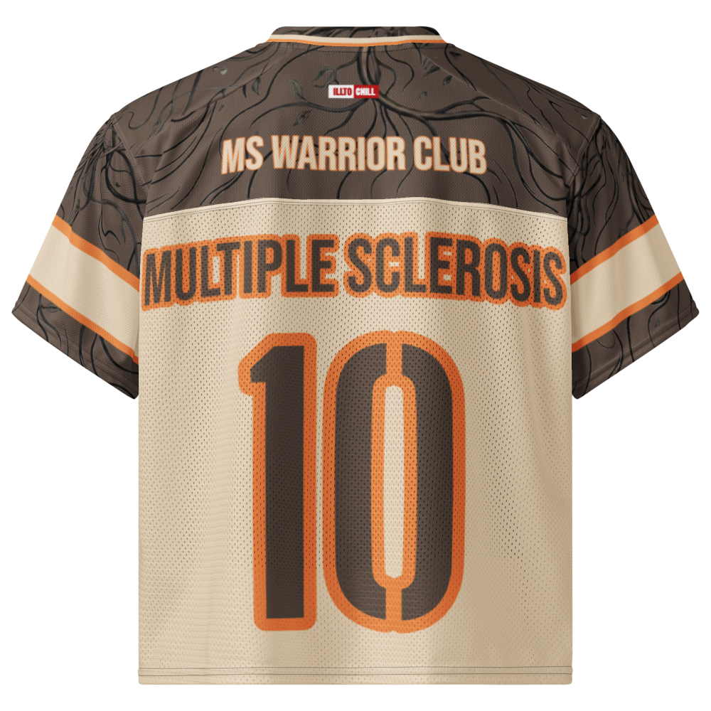ILLTOCHILL MS Multiple Sclerosis awareness and support Boxy football jersey