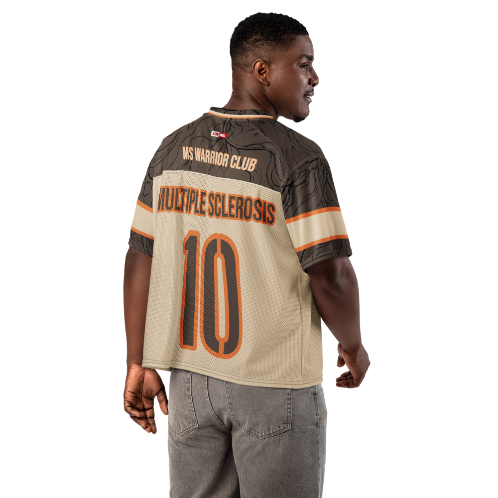 ILLTOCHILL MS Multiple Sclerosis awareness and support Boxy football jersey