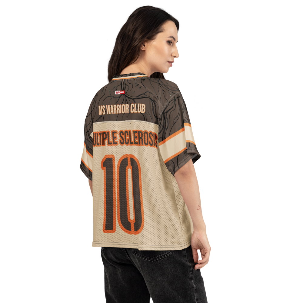 ILLTOCHILL MS Multiple Sclerosis awareness and support Boxy football jersey