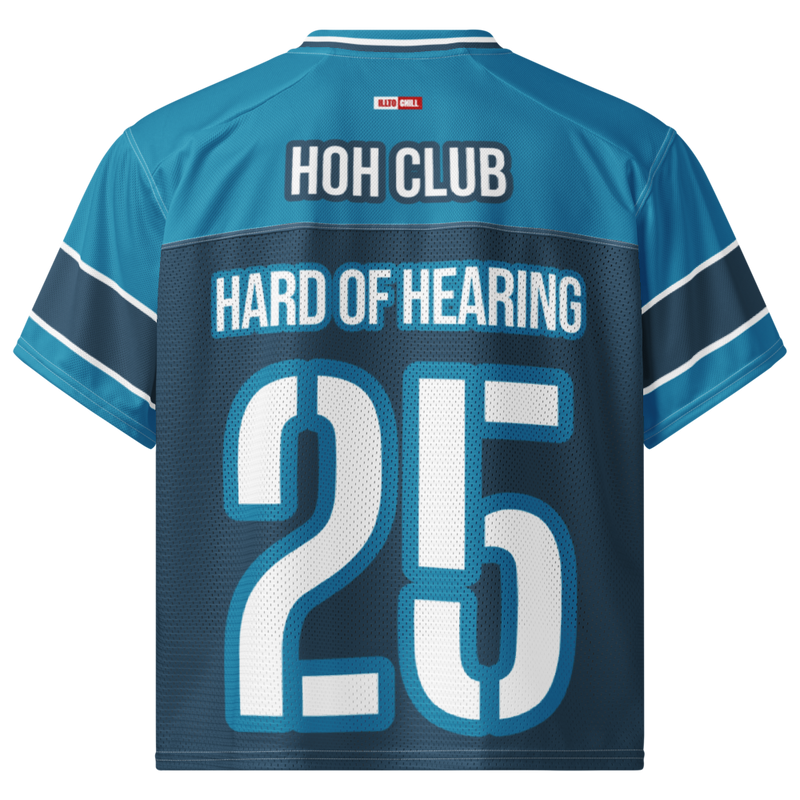 ILLTOCHILL Hard of Hearing awareness hearing impaired support Boxy football jersey