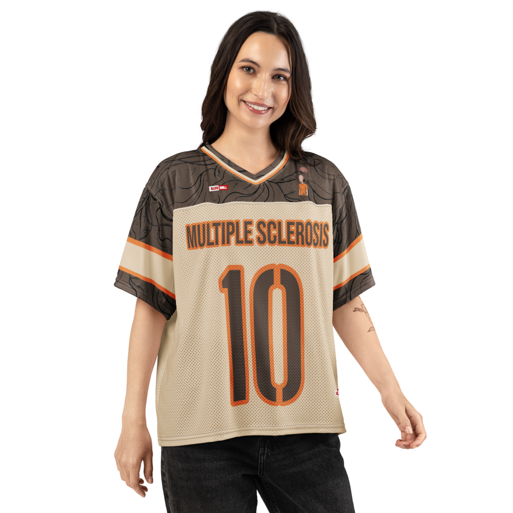 ILLTOCHILL MS Multiple Sclerosis awareness and support Boxy football jersey