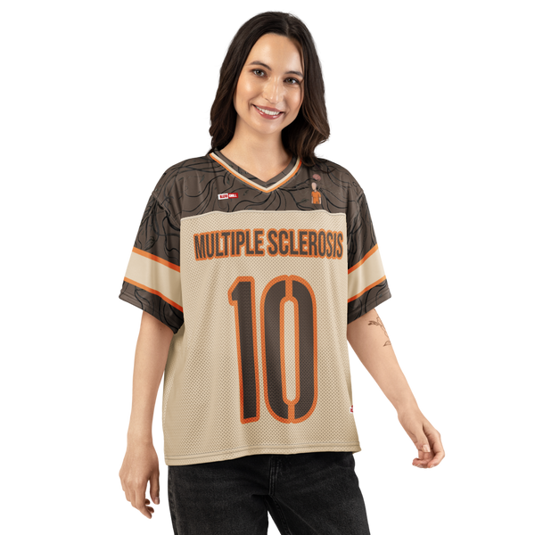 ILLTOCHILL MS Multiple Sclerosis awareness and support Boxy football jersey