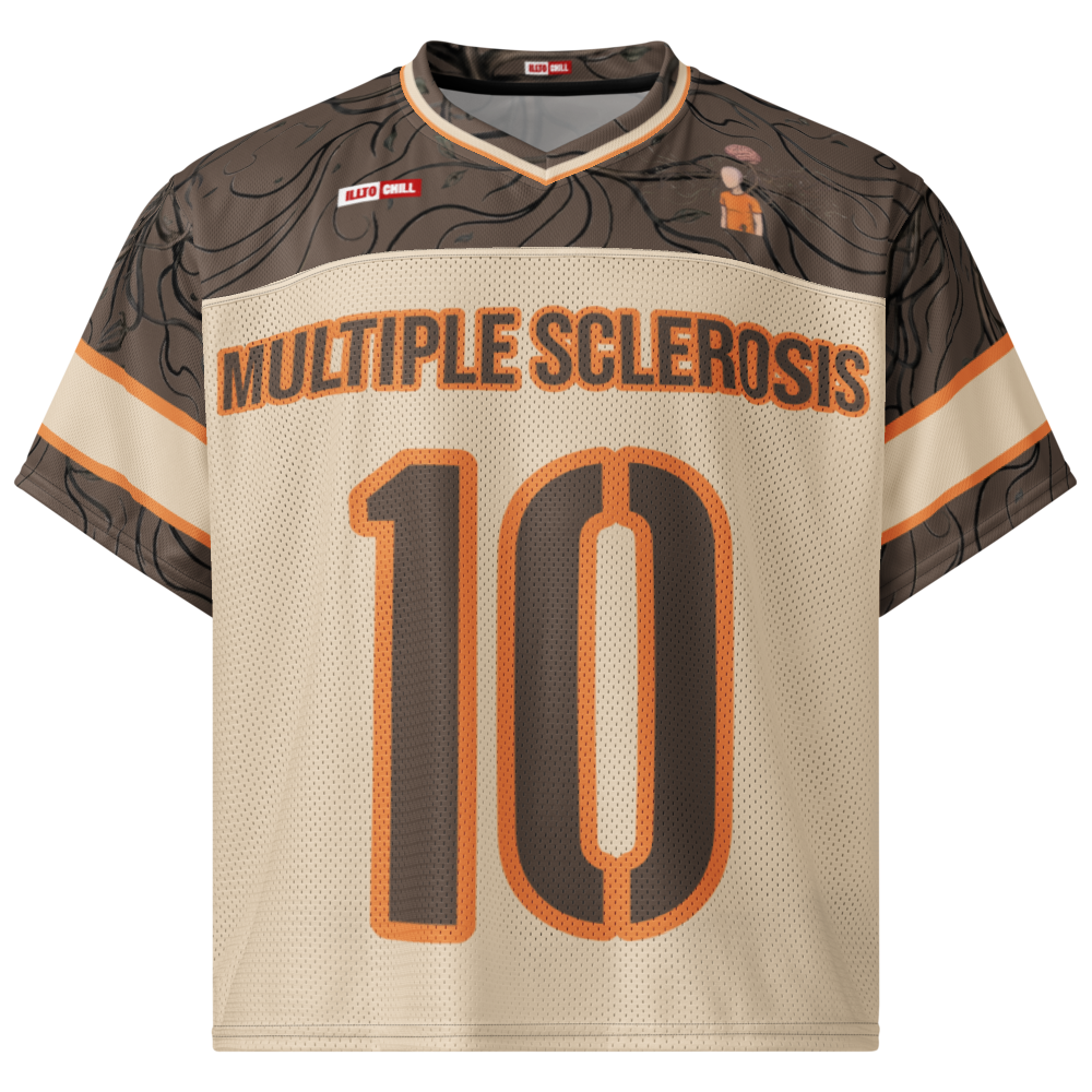ILLTOCHILL MS Multiple Sclerosis awareness and support Boxy football jersey