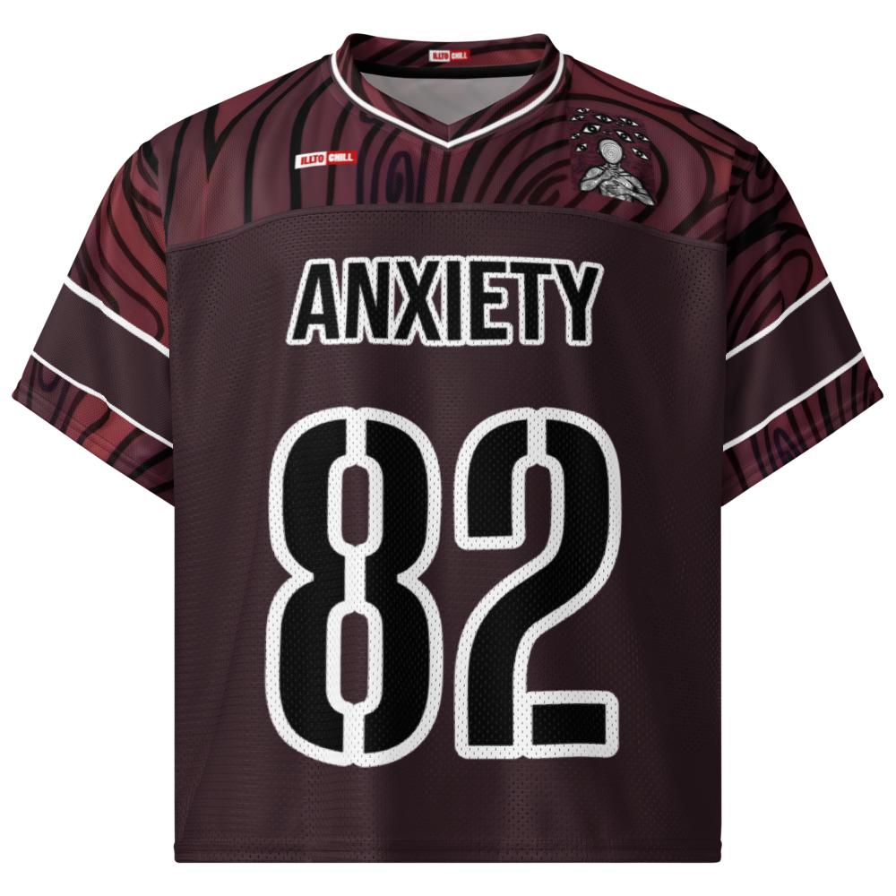 ILLTOCHILL anxiety awareness boxy football jersey streetwear style